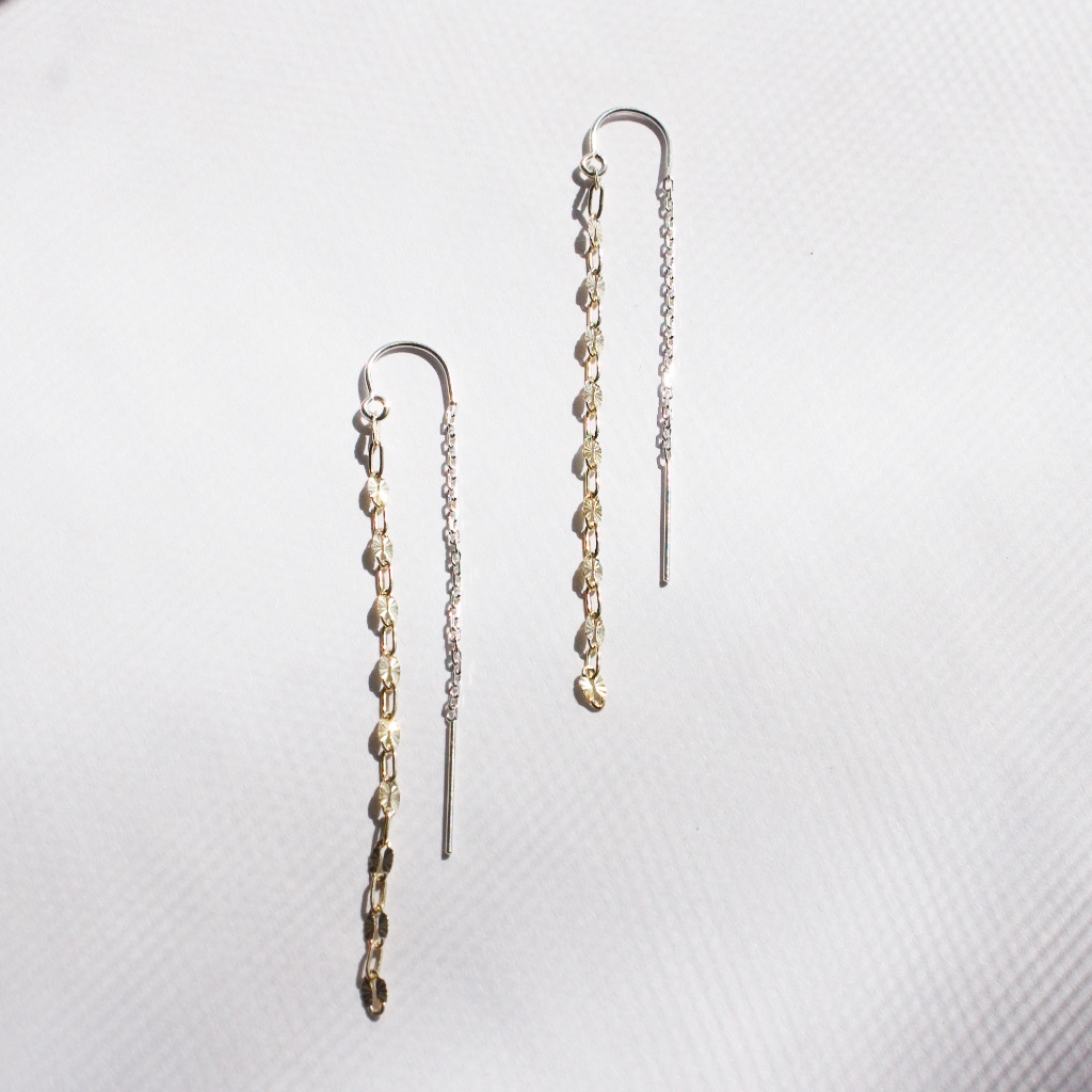 Sterling Silver Thin Marina Flat Textured Chain Threaders